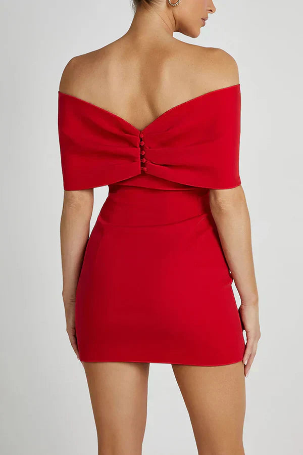 Off-Shoulder Mini Dress with Bow Detail
