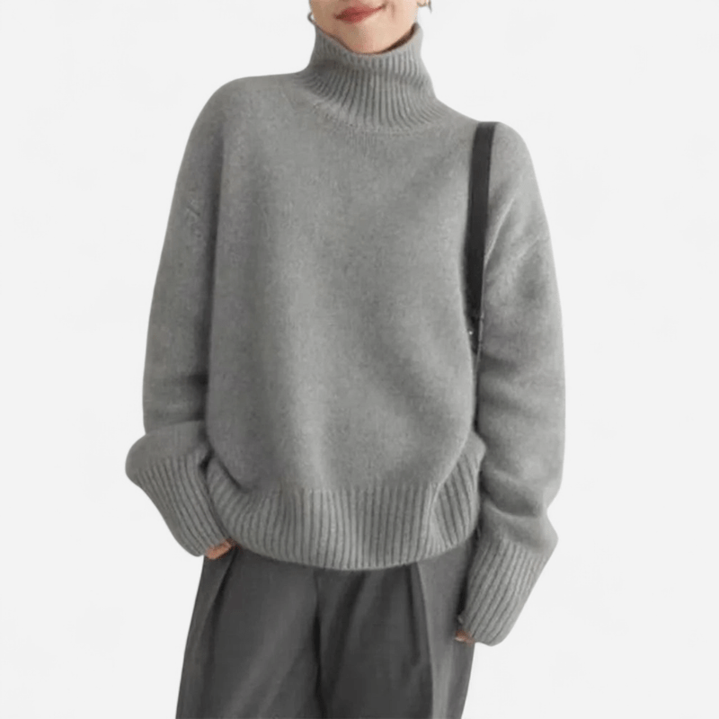 Front view of Elise cashmere jumper – soft turtleneck for women