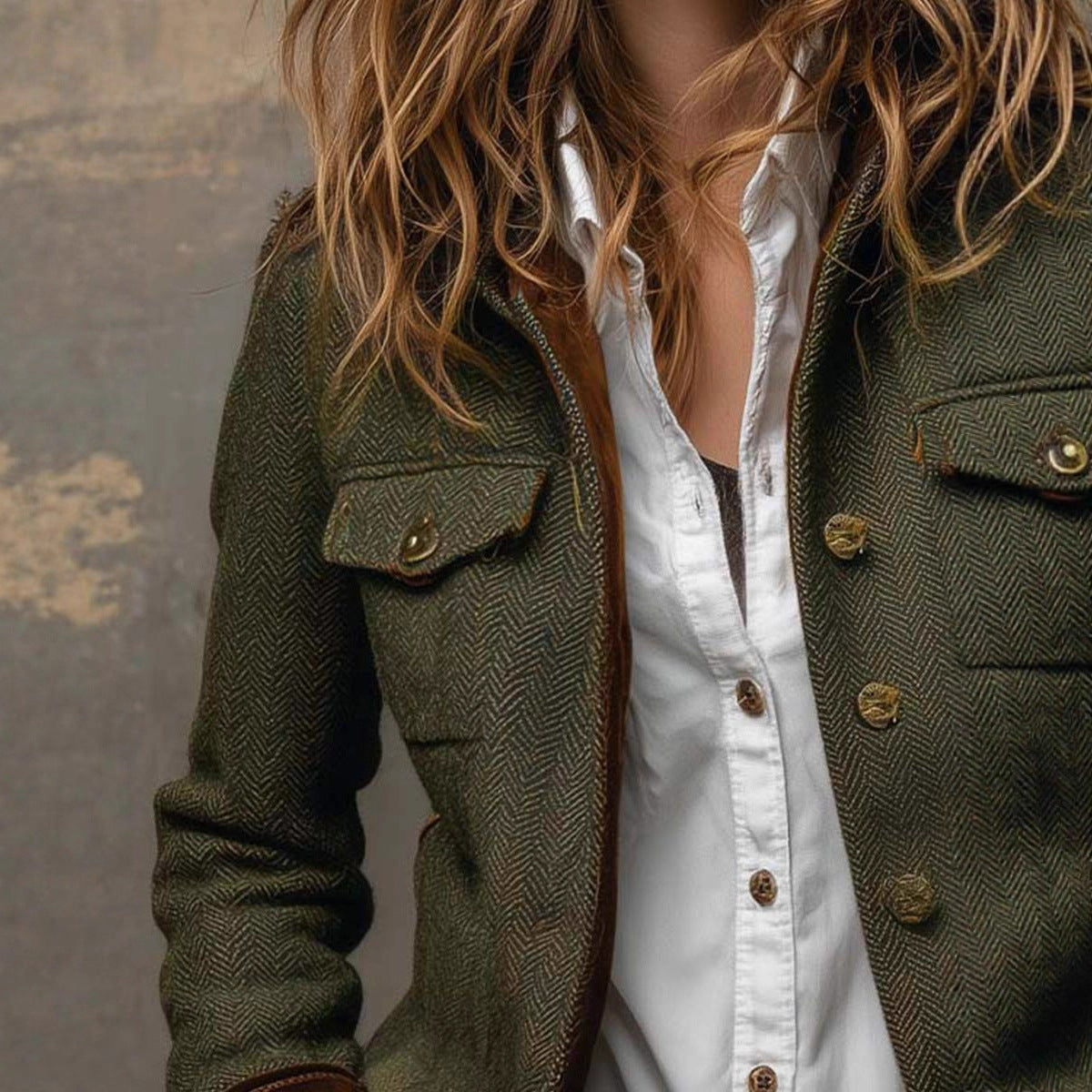 Women's Tailored Blazer Jacket - Army Green