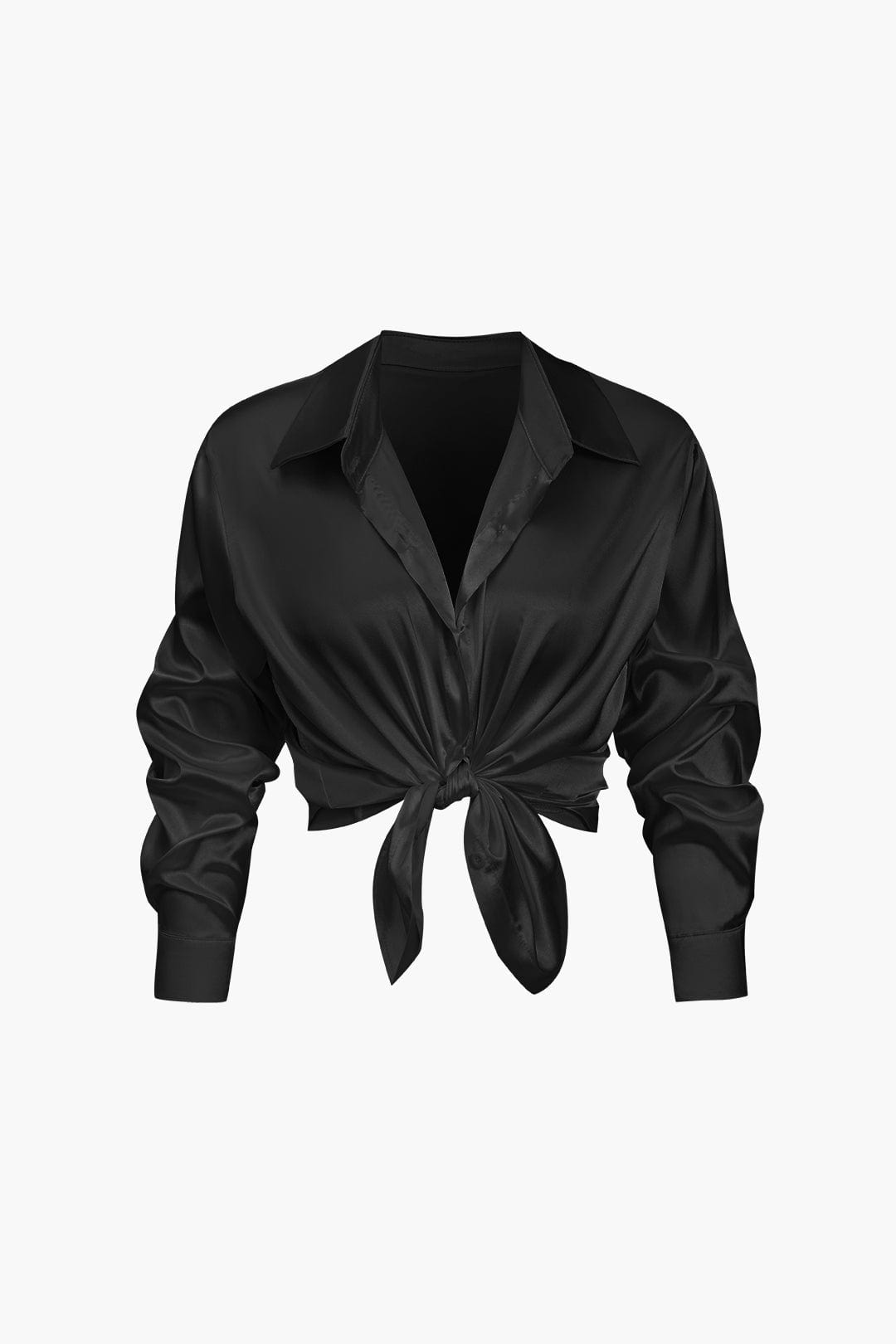 Elegant Long-Sleeve Satin Blouse