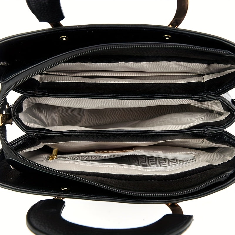 Vintage-Inspired Large Tote Bag with Detachable Shoulder Strap