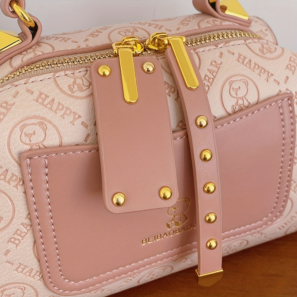 Elegant Pink Women's Handbag with Gold Hardware - Versatile Crossbody Mini Purse