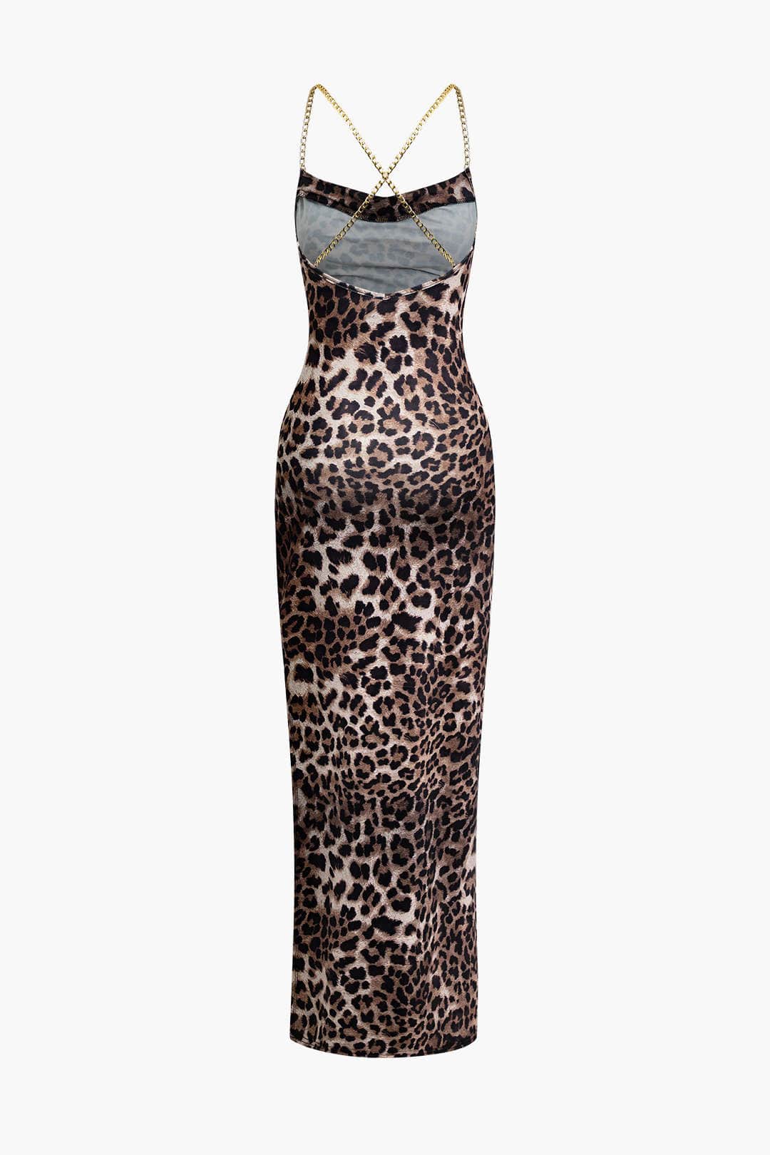 Seductive Leopard Maxi Dress with Leg Slit
