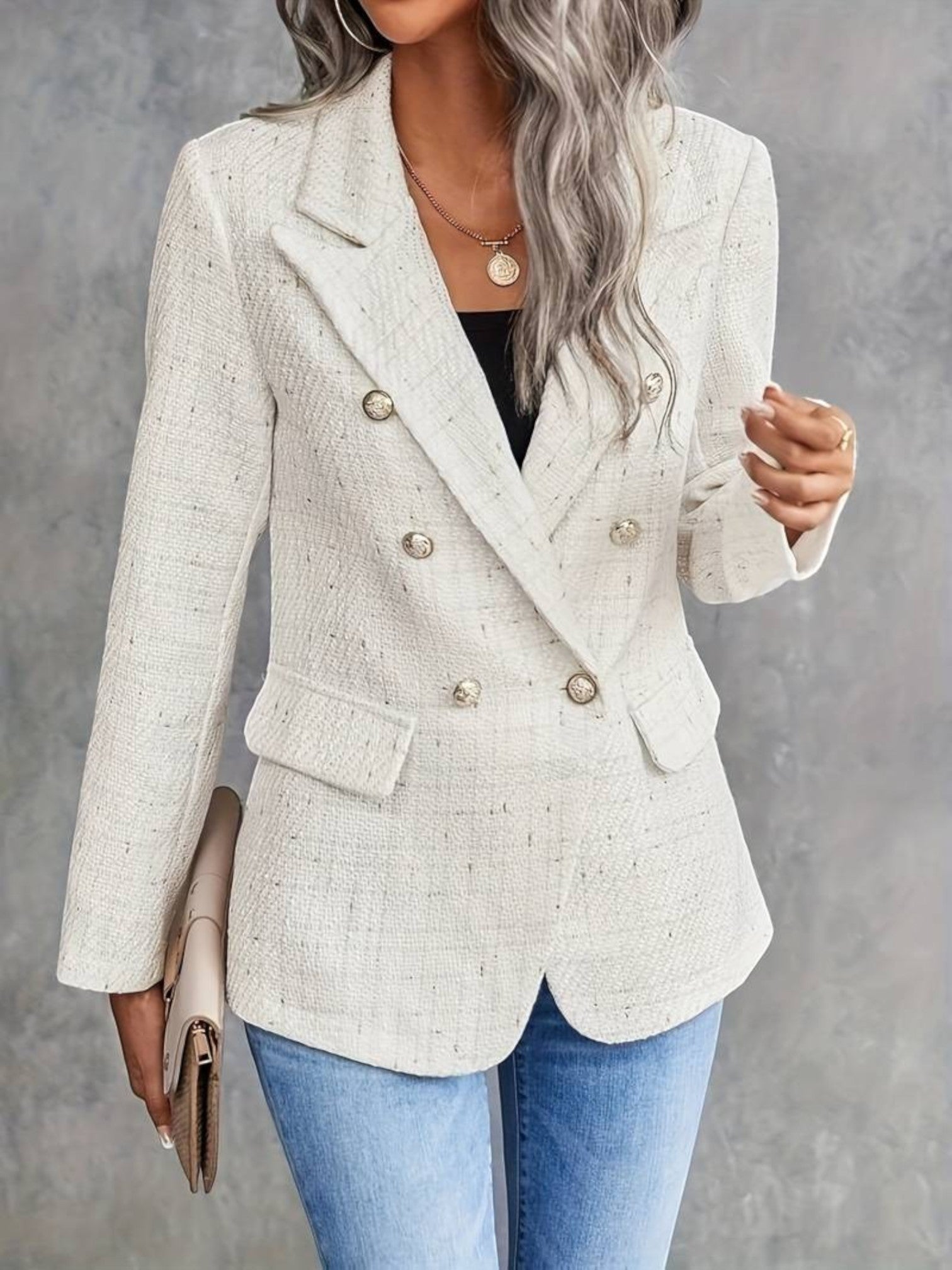 Long Sleeve Button Blazer for Women