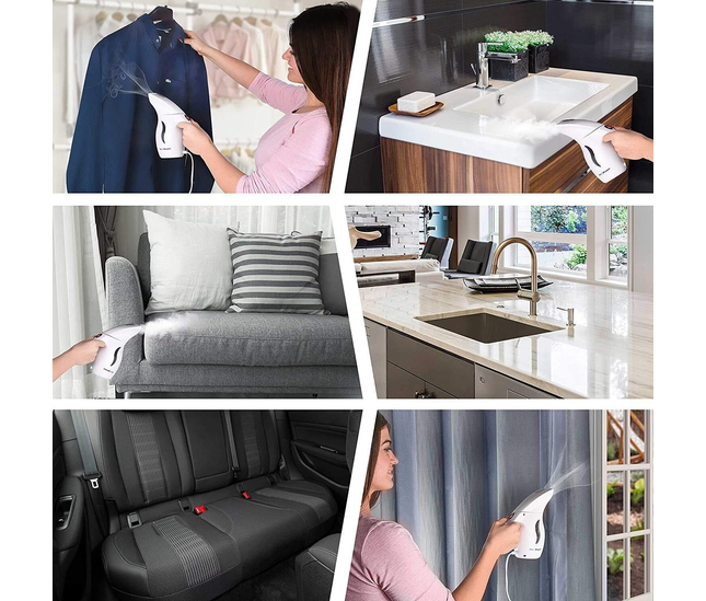 Lightweight portable steamer removing wrinkles from shirt