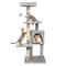 Grey cat tree with multi-level platforms

