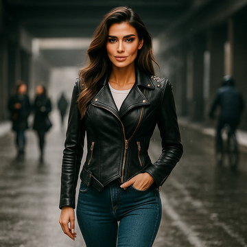 Gothic Leather Jacket for Women - Unique Style