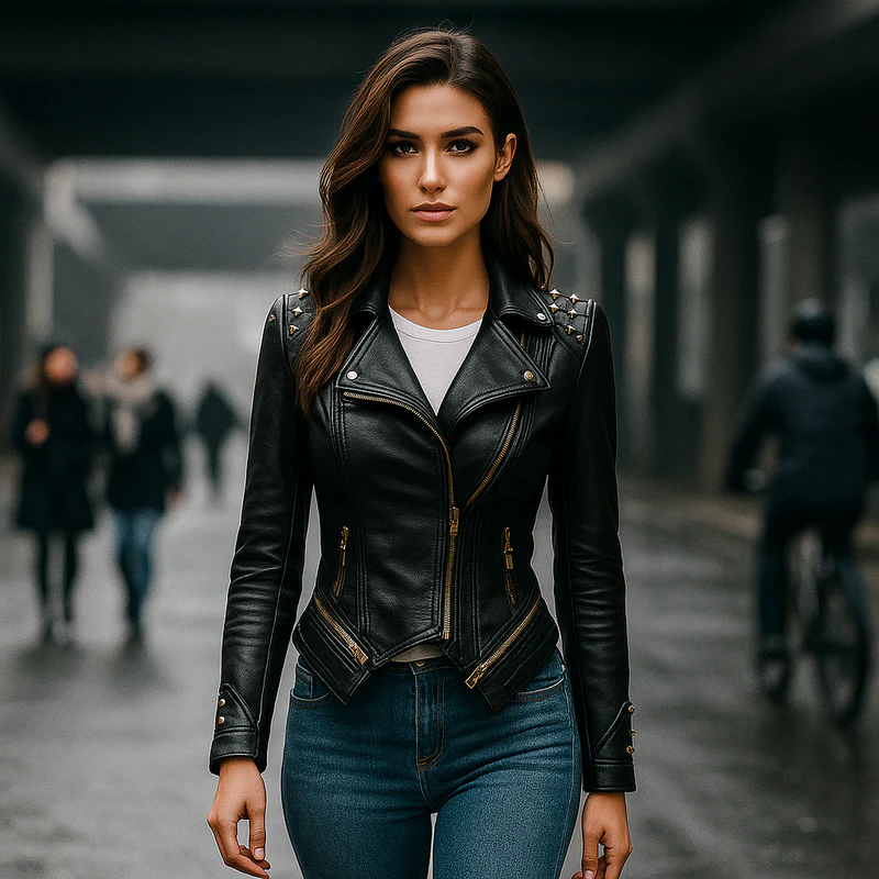 Gothic Leather Jacket for Women - Unique Style