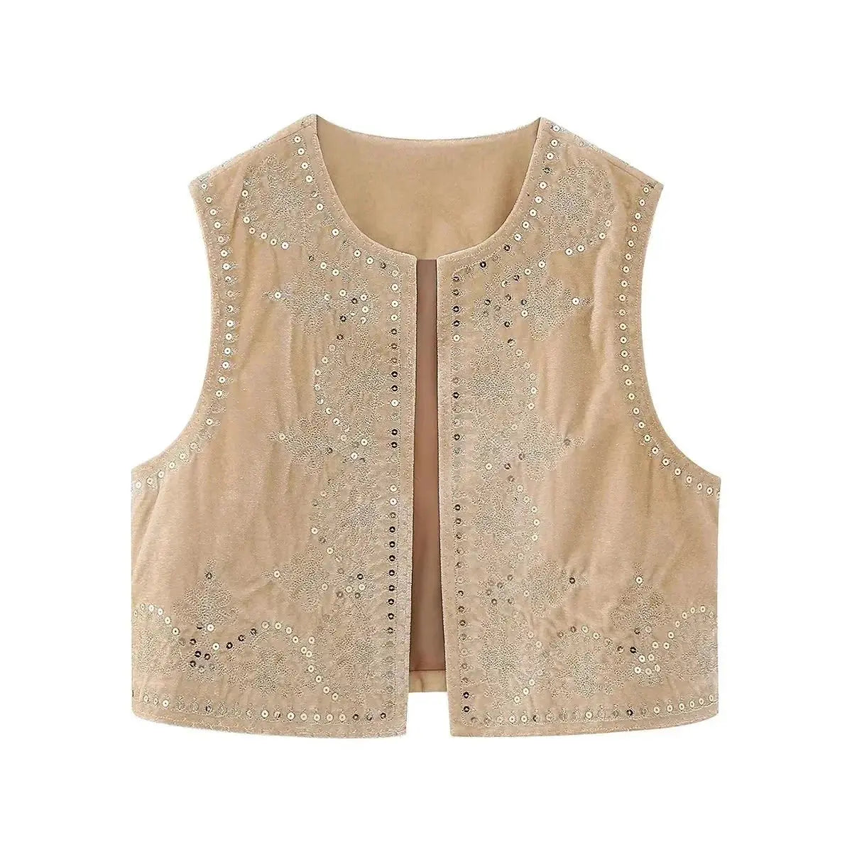 Embroidered Velvet Vest