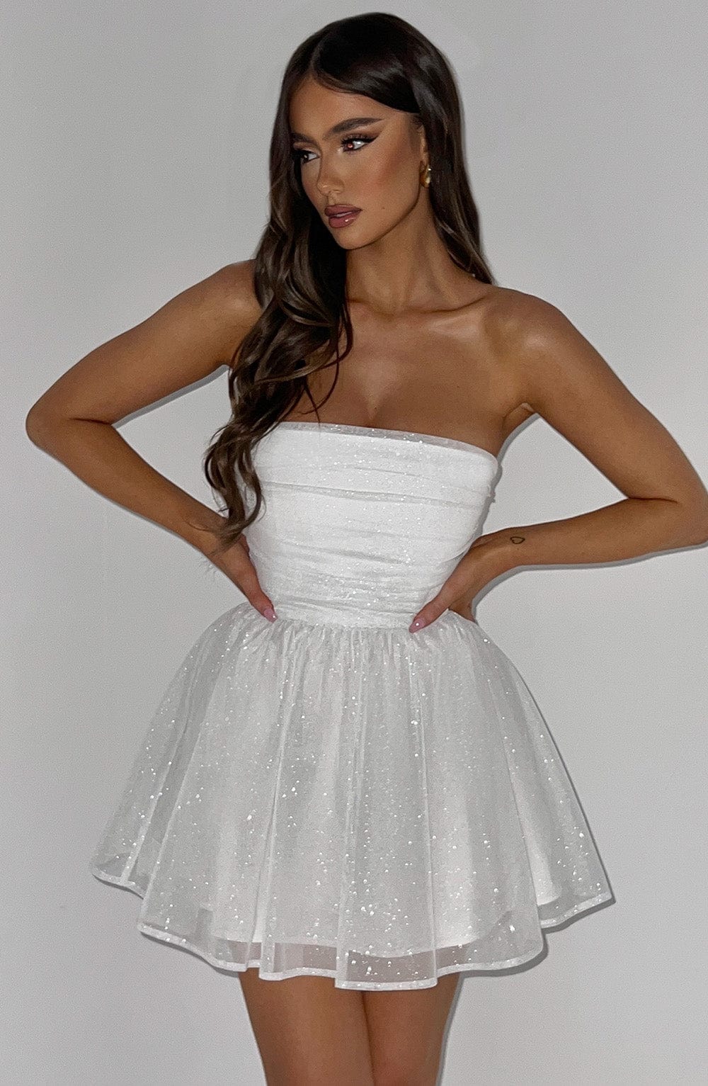 White Glitter Mini Dress