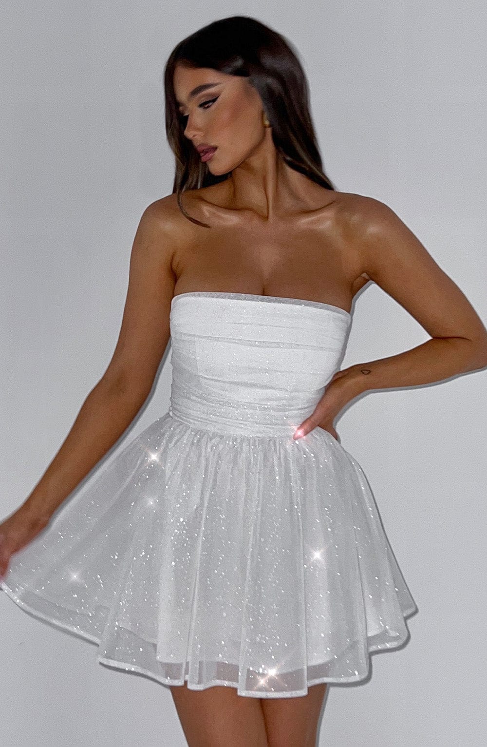 White Glitter Mini Dress