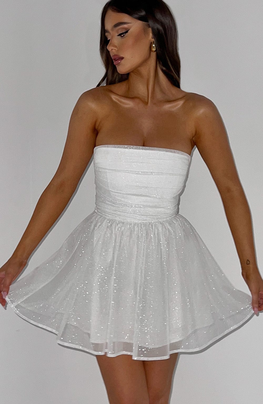 White Glitter Mini Dress