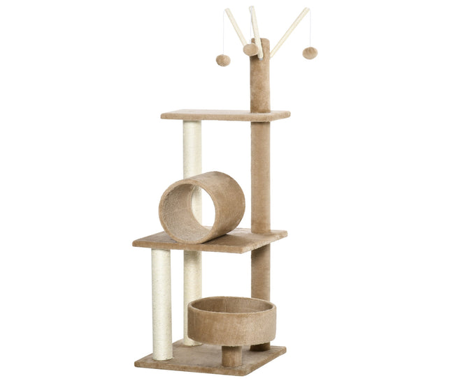 Kitten activity centre with scratching posts and toy
