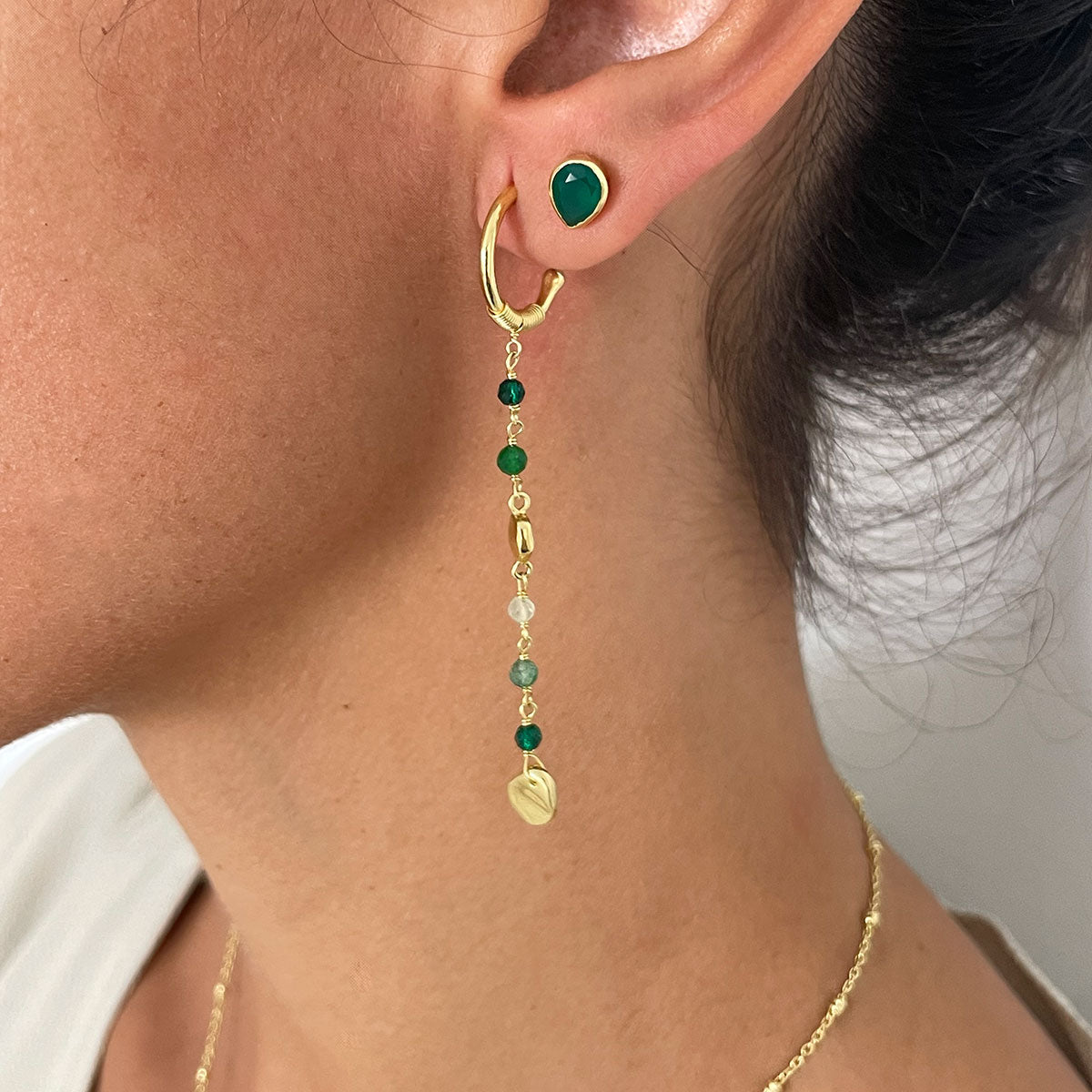 Sofia Hoop Earrings - Mixed Gemstone & 22K Gold Plated