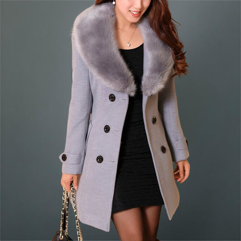 Celeste luxury women's winter coat with fur lapel - elegant premium outerwear
