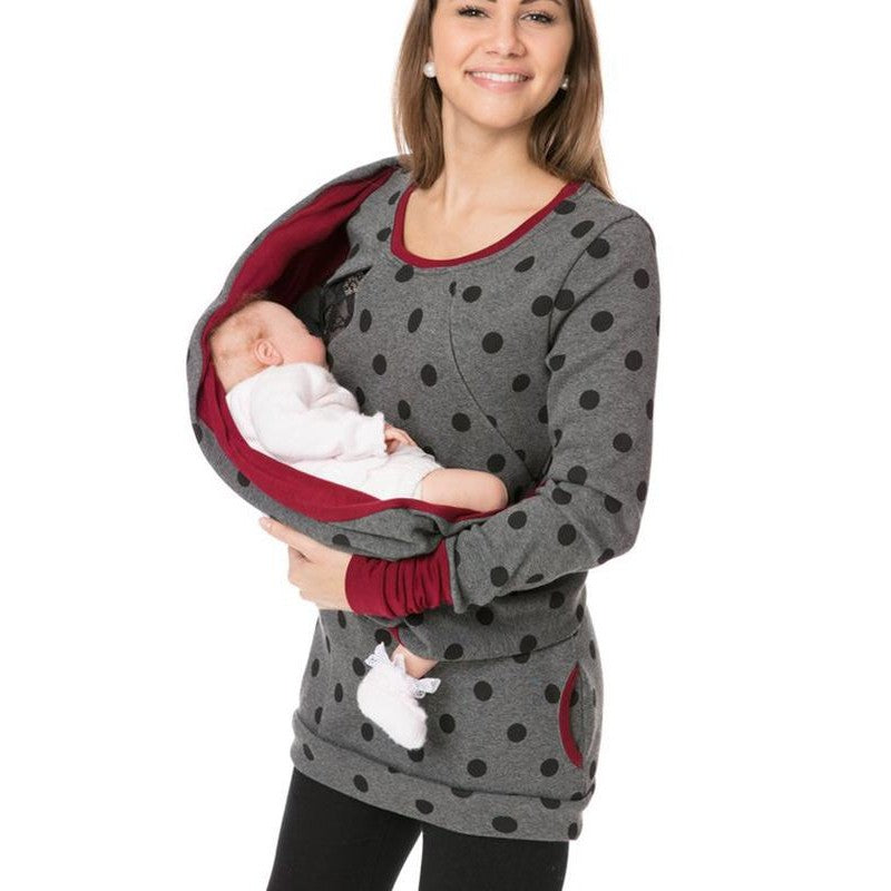 Women’s Maternity Nursing Hoodie – Long Sleeve Breastfeeding Sweatshirt