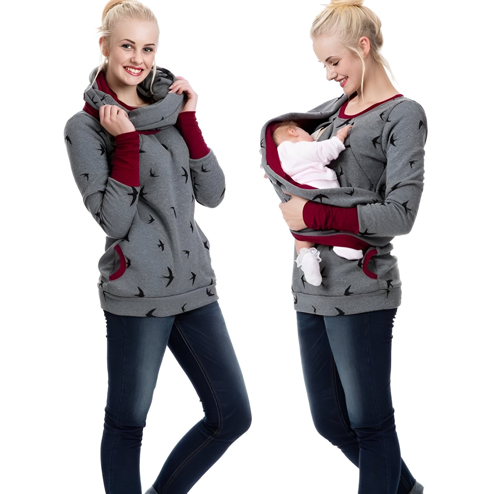 Women’s Maternity Nursing Hoodie – Long Sleeve Breastfeeding Sweatshirt