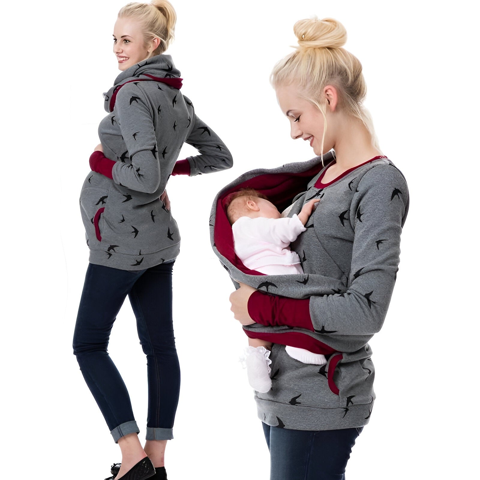 Women’s Maternity Nursing Hoodie – Long Sleeve Breastfeeding Sweatshirt