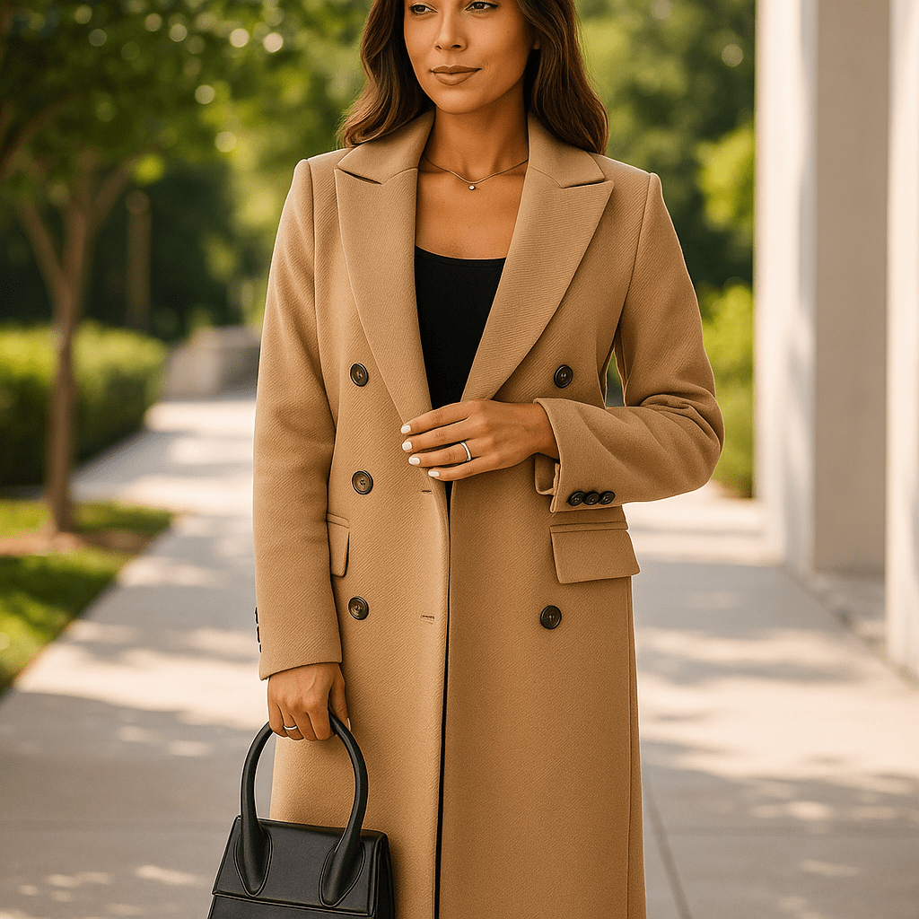 Wool Blend Longline Coat – Tailored Fit – Double-Breasted