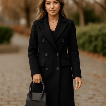 Wool Blend Longline Coat – Tailored Fit – Double-Breasted