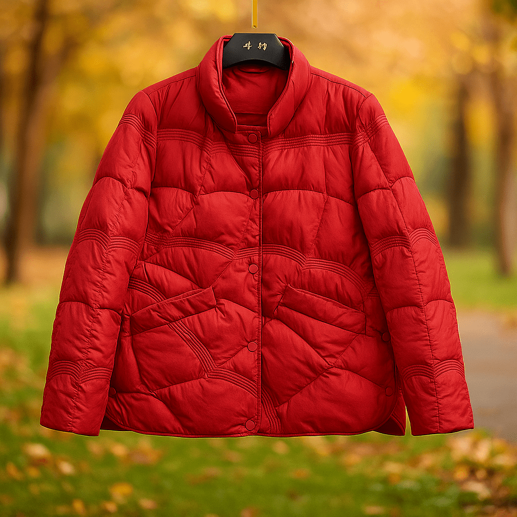 Lightweight Women's Down Jacket - Regular Fit, Stand Collar, Hip Length