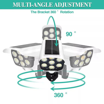 Solar floodlight with motion sensor for driveway and front door lighting

