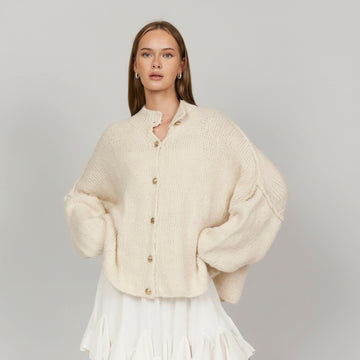 Oversized Knit Cardigan with Gold Buttons