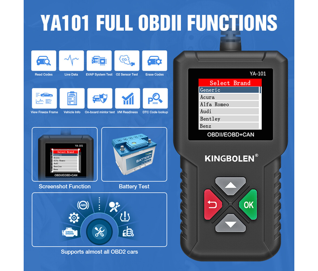 Car diagnostic tool with Mode6 and EVAP test features