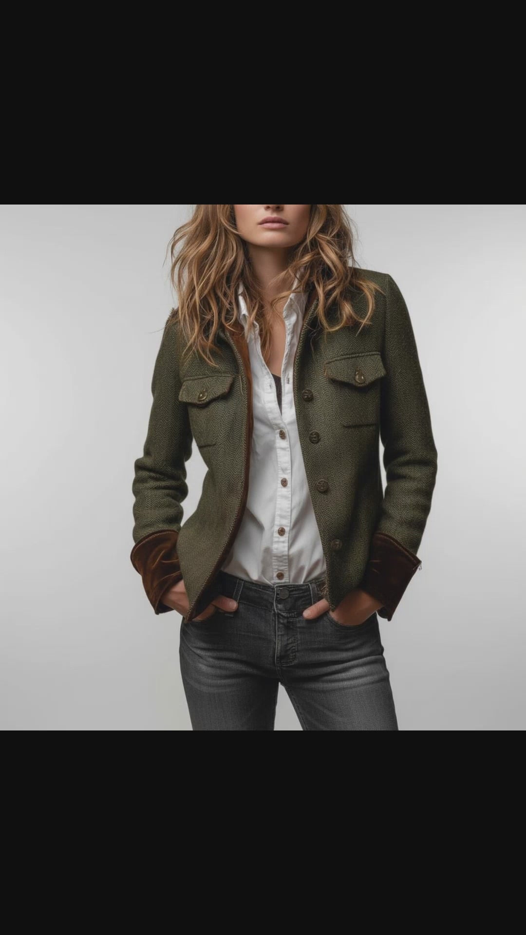 Women's Tailored Blazer Jacket - Army Green