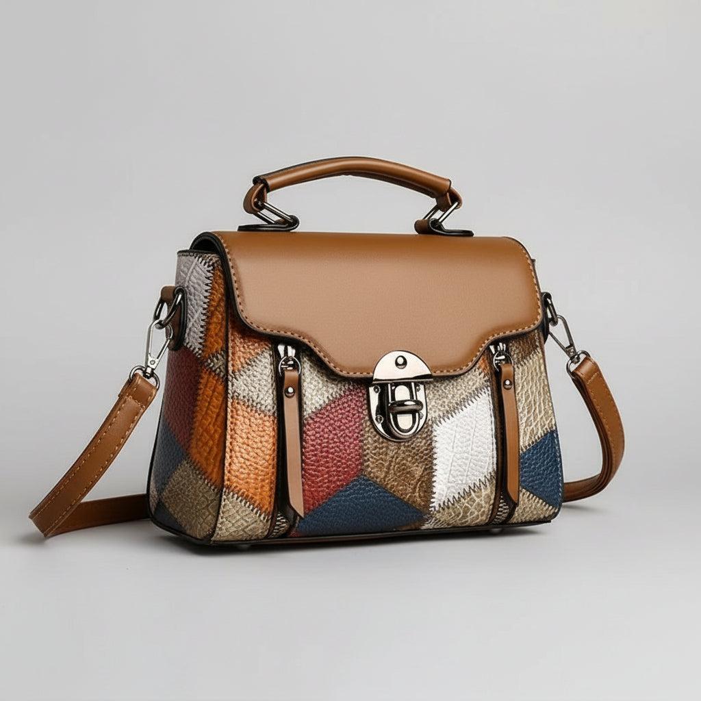 Retro Rhombus Crossbody Bag – Vintage Argyle PU Purse