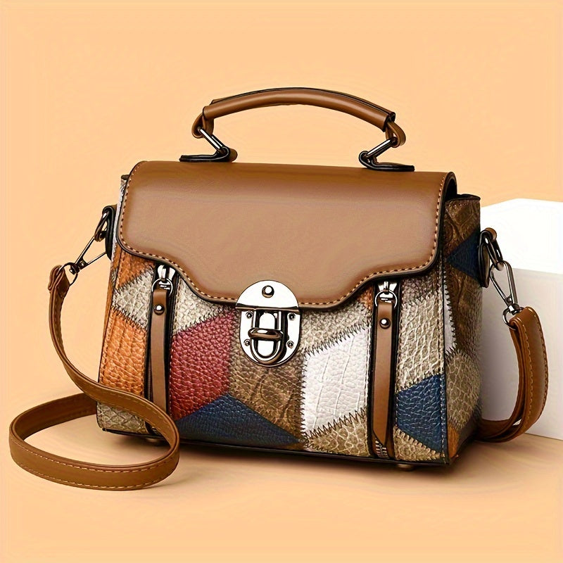 Retro Rhombus Crossbody Bag – Vintage Argyle PU Purse