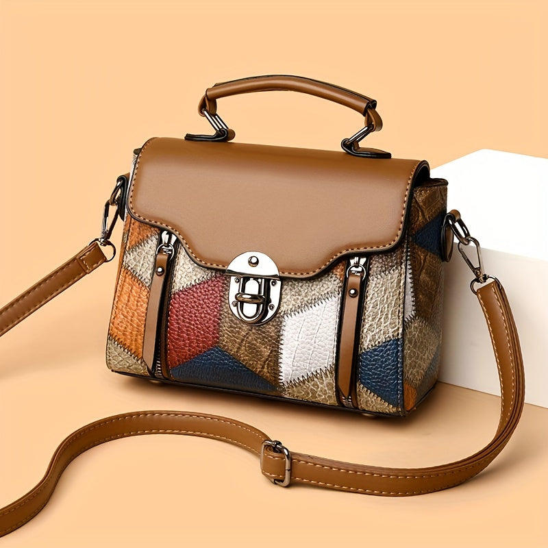 Retro Rhombus Crossbody Bag – Vintage Argyle PU Purse