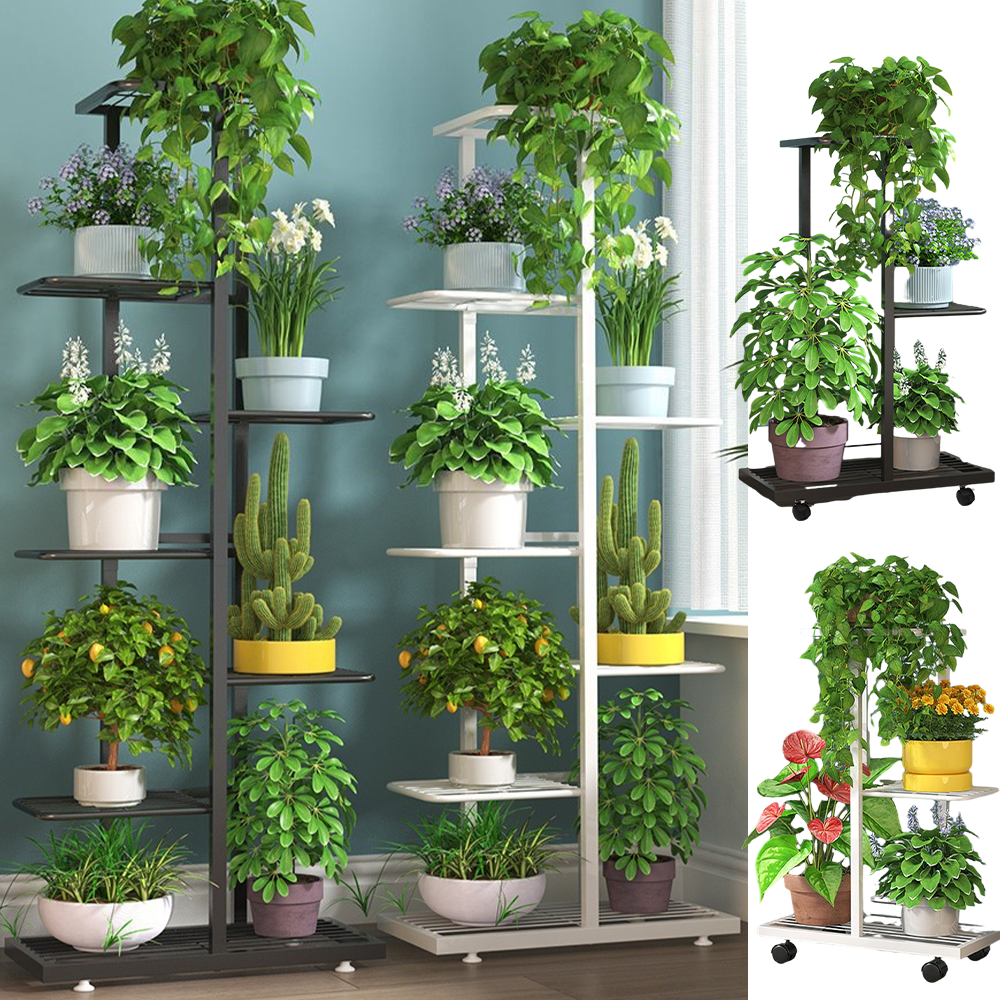 7 Tier Metal Plant Stand - 8 Pot Flower Display Rack Shelf