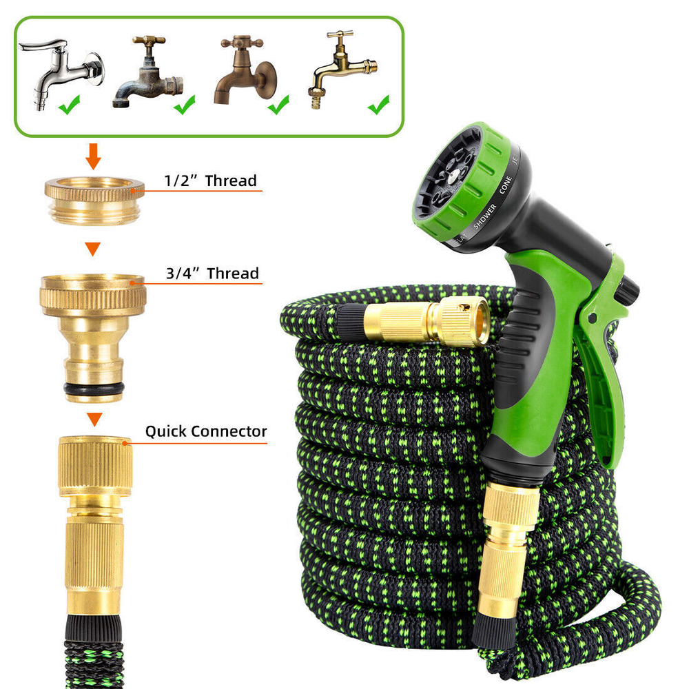 Expandable Garden Hose Pipe | 100FT with 10-Pattern Spray Gun