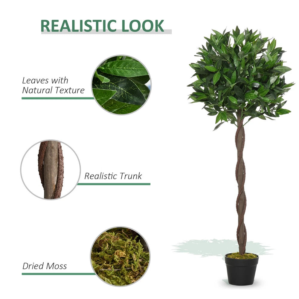 Artificial Bay Laurel Topiary Trees Set of 2 - 120cm with Pots