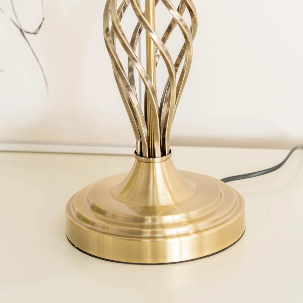 Barley Twist Table Lamp 47cm - Traditional Glass Shade Living Room Light