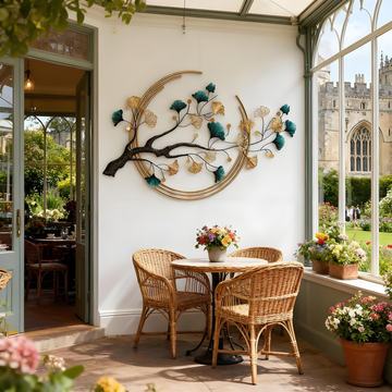 Handmade ginkgo tree leaf metal wall art sculpture 110x68cm with 3D design