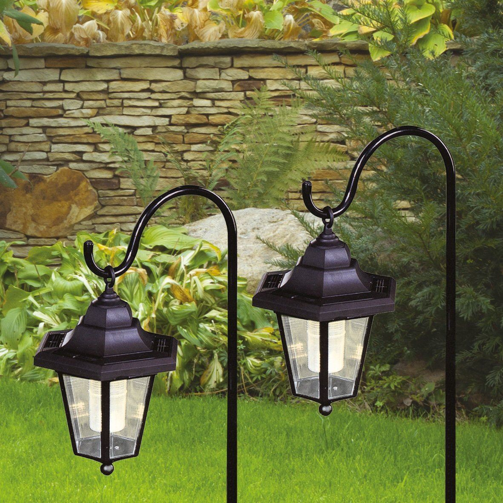 Solar Shepherd's Crook Garden Lanterns | Set of 2