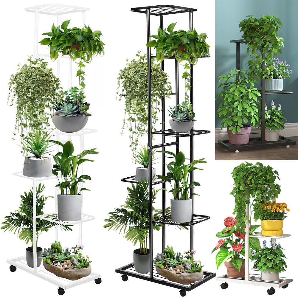 7 Tier Metal Plant Stand - 8 Pot Flower Display Rack Shelf