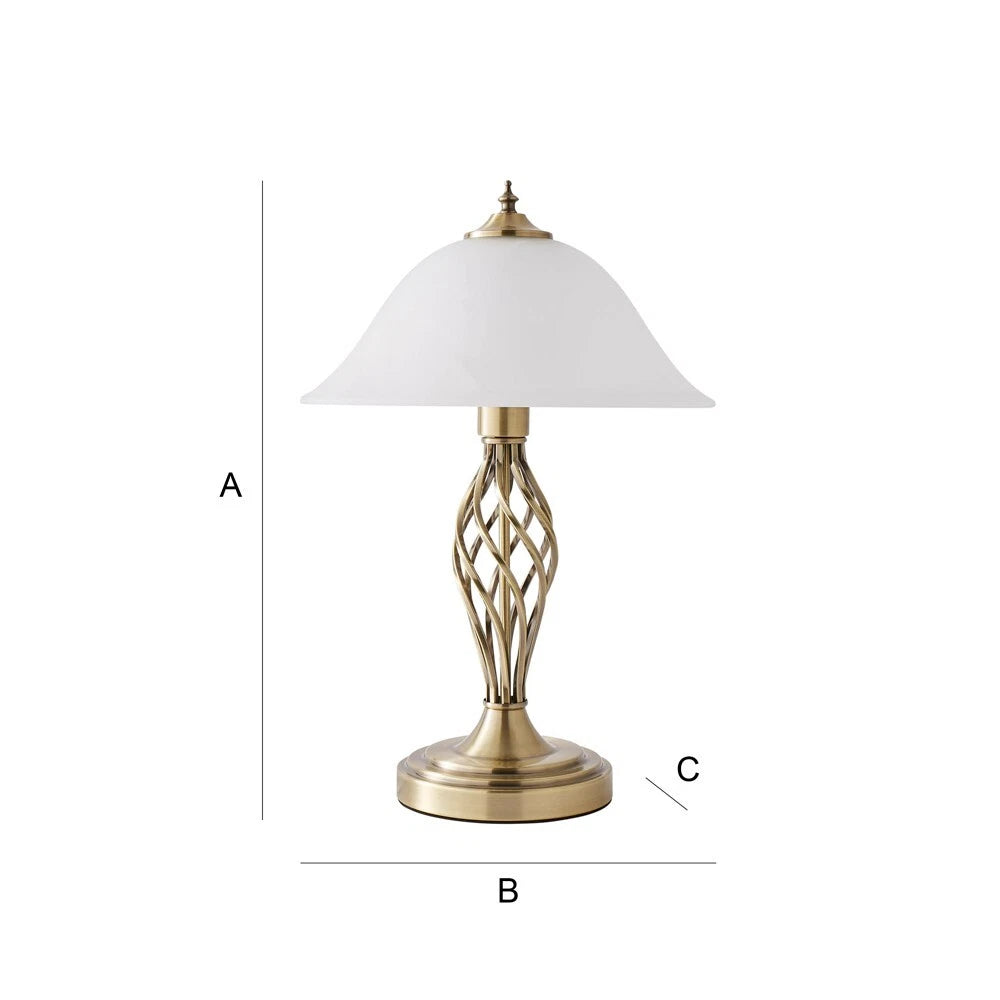 Barley Twist Table Lamp 47cm - Traditional Glass Shade Living Room Light