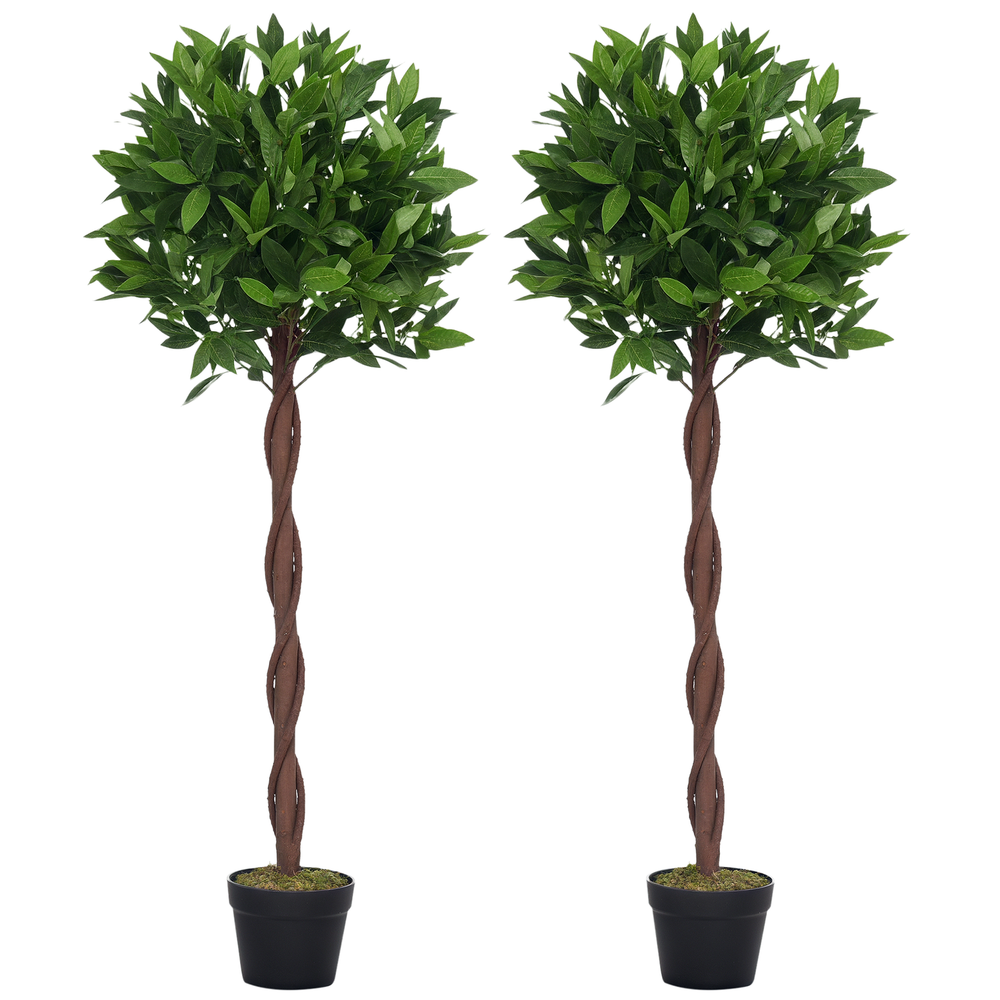Artificial Bay Laurel Topiary Trees Set of 2 - 120cm with Pots