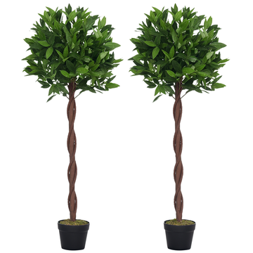 Artificial Bay Laurel Topiary Trees Set of 2 - 120cm with Pots
