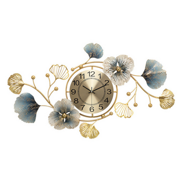 3D Metal Ginkgo Leaf Wall Clock - 83cm Decorative Wall Art Sculpture