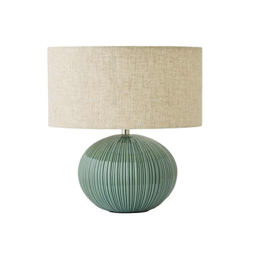 Rebecca Green Ceramic Table Lamp - Ribbed Base with Natural Linen Shade