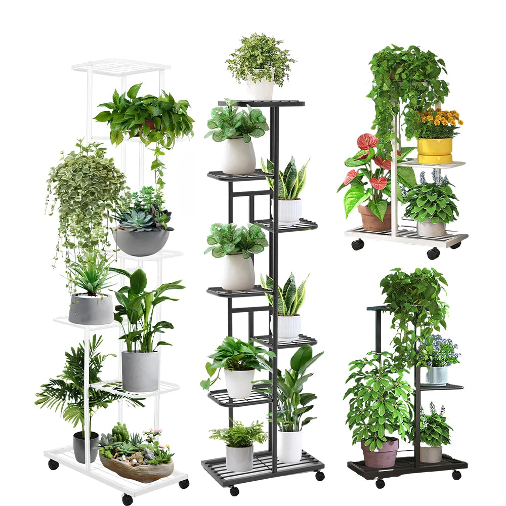 7 Tier Metal Plant Stand - 8 Pot Flower Display Rack Shelf