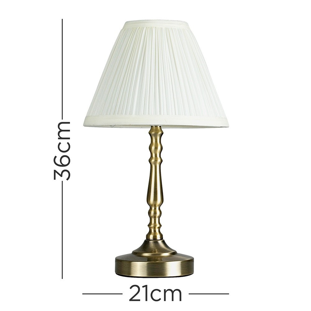 Antique Brass Touch Table Lamps Set of 2 - 36cm Traditional Dimmable Bedside Lights