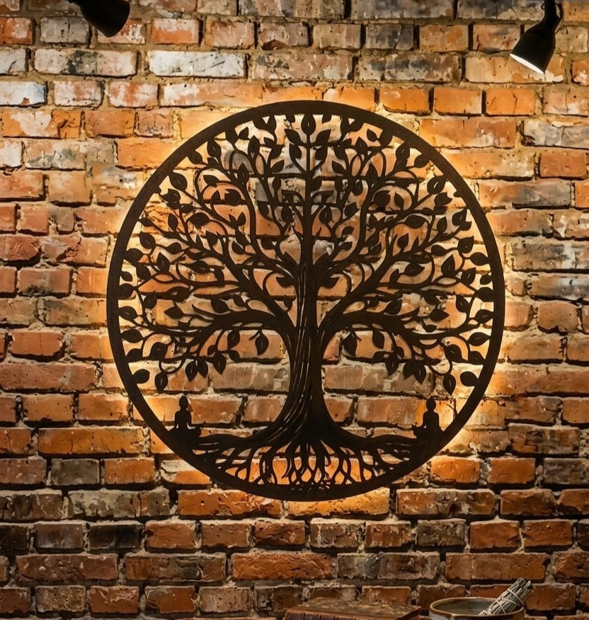 Tree of Life Metal Wall Art - Black Hanging Garden Plaque Home Decor
