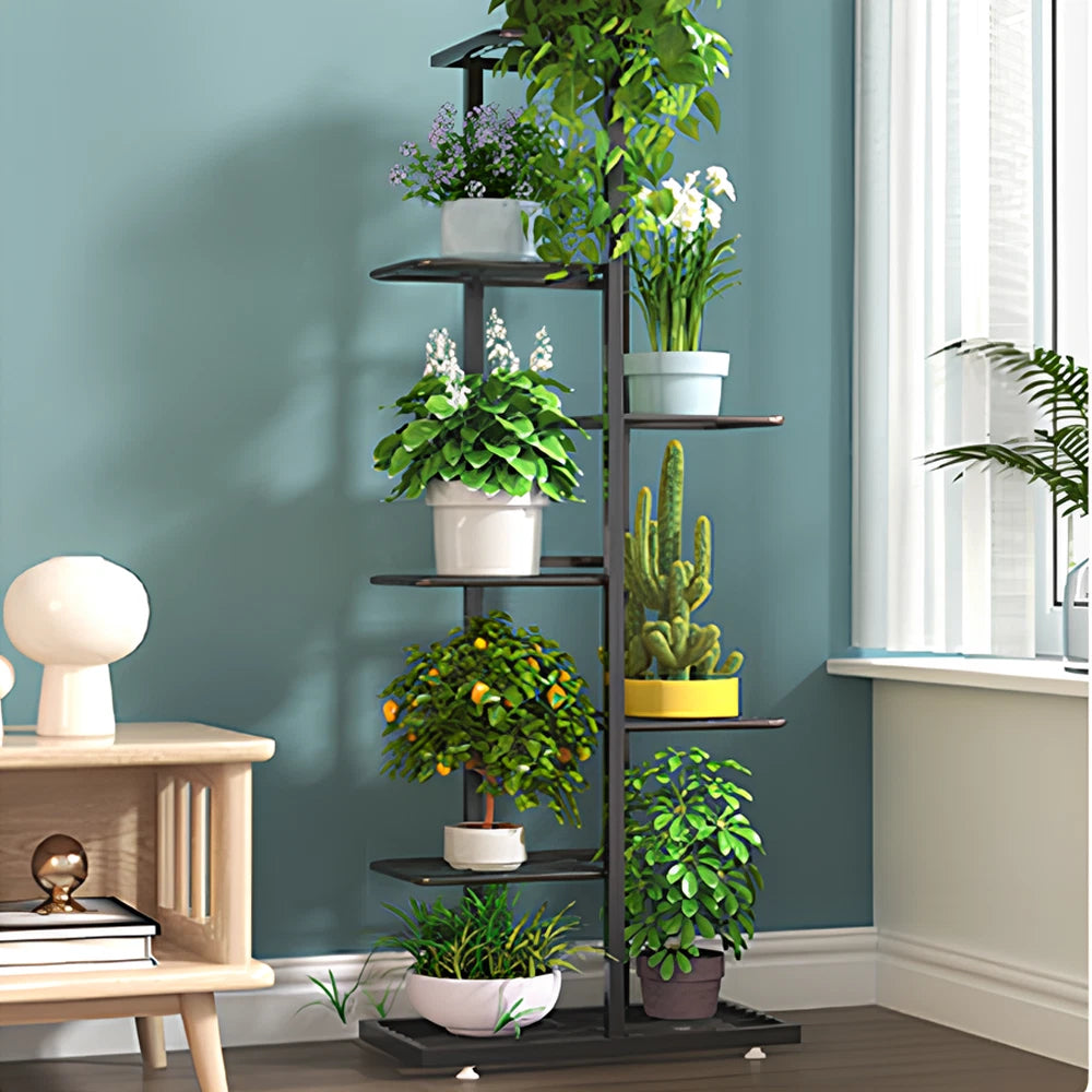 7 Tier Metal Plant Stand - 8 Pot Flower Display Rack Shelf