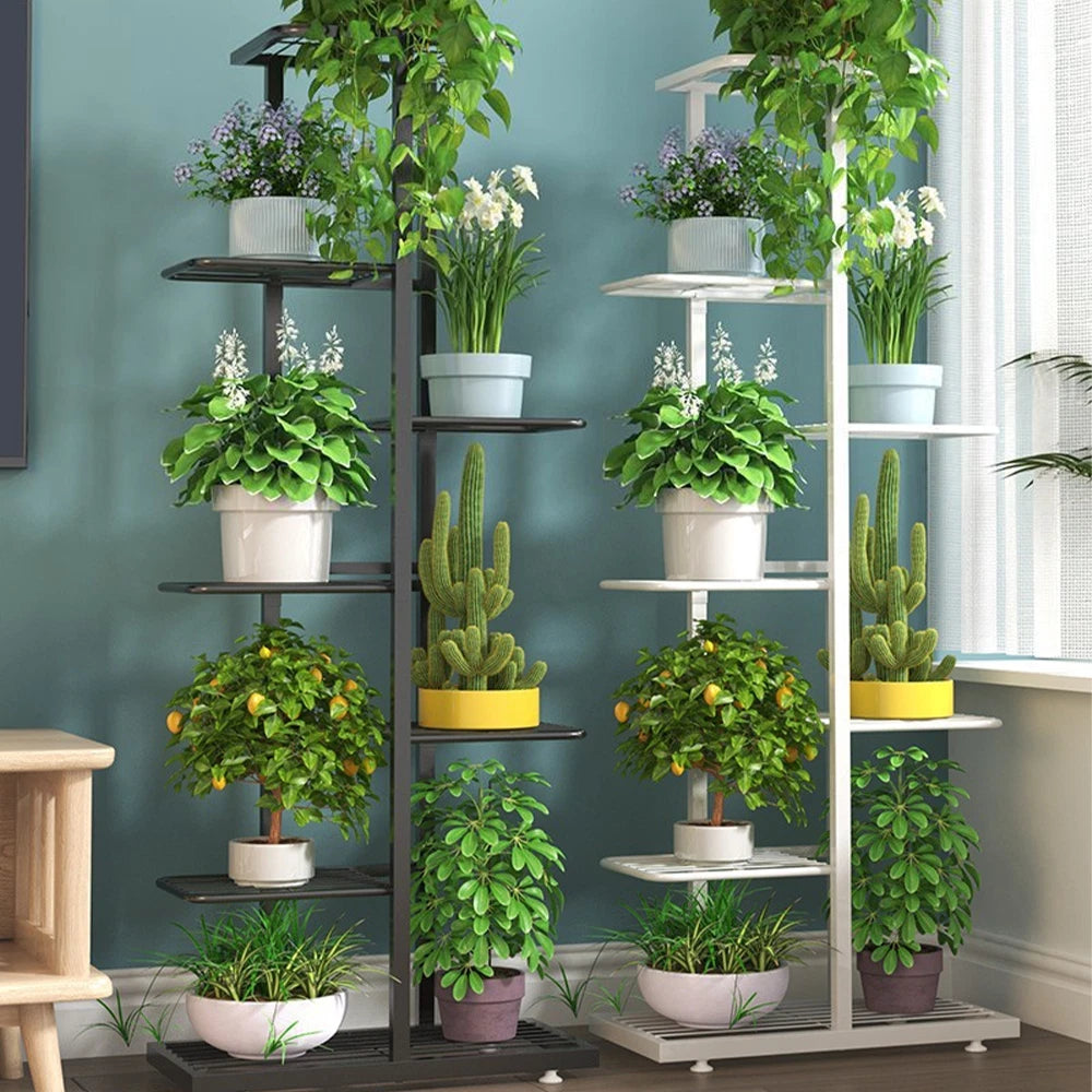 7 Tier Metal Plant Stand - 8 Pot Flower Display Rack Shelf