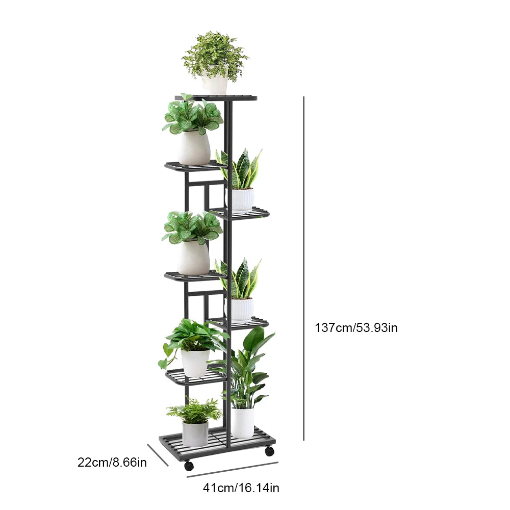 7 Tier Metal Plant Stand - 8 Pot Flower Display Rack Shelf